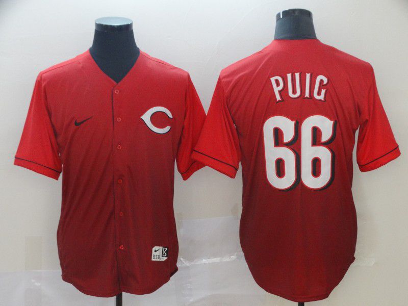 Men Cincinnati Reds #66 Puig Red Nike Fade MLB Jersey->miami marlins->MLB Jersey